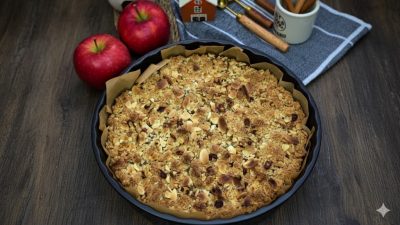 Tartă Crumble cu Mere Caramelizate
