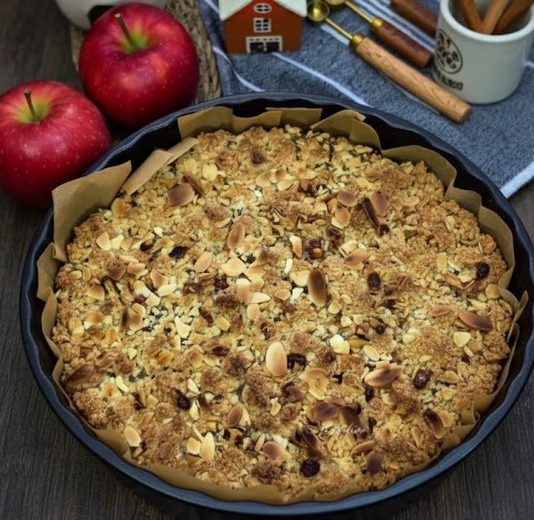 Tartă Crumble cu Mere Caramelizate