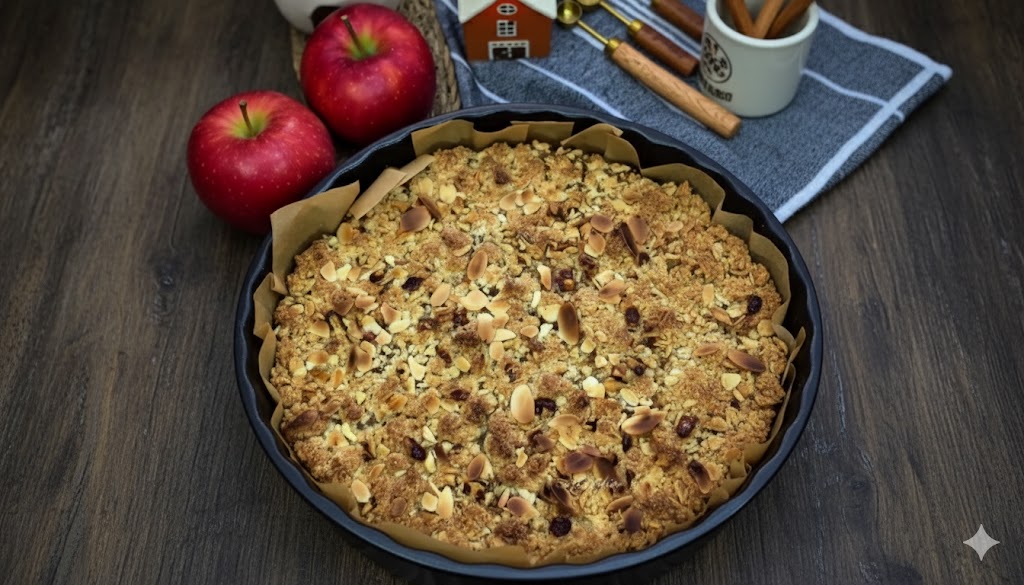 Tartă Crumble cu Mere Caramelizate