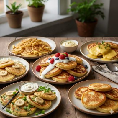 Rețetă clătite cu chefir: Un singur aluat, 6 gusturi diferite