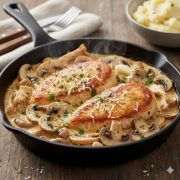 pui cu ciuperci si smantana