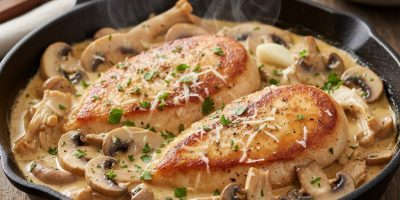 pui cu ciuperci si smantana