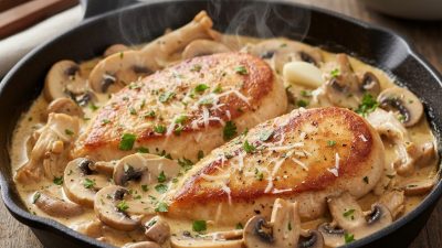 pui cu ciuperci si smantana